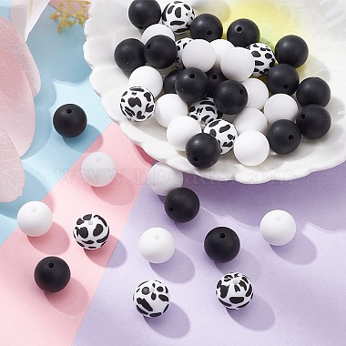 Round Food Grade Eco-Friendly Silicone Focal Beads(SIL-YW0001-14A)-5