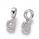 Brass Micro Pave Clear Cubic Zirconia European Dangle Charms(ZIRC-G153-10P)-1