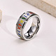 Rainbow Color Pride Flag Rune Words Odin Norse Viking Amulet Enamel Rotating Ring(RABO-PW0001-037D)-4