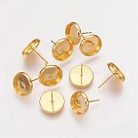 Golden Brass Stud Earrings(KK-H021-1G-NF)