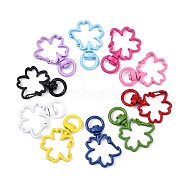 Spray Painted Alloy Swivel Snap Hooks Clasps, Cadmium Free & Nickel Free & Lead Free, Flower, Mixed Color, 34~35.5x24.5x6mm, Hole: 5x9mm(X-PALLOY-T080-15-NR)
