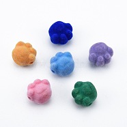 Opaque Resin Beads, Flocky Cat Claw, Mixed Color, 17x19x14mm, Hole: 3mm(RESI-G047-02A)