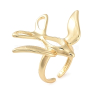 Brass Bird Open Cuff Ring for Women, Real 18K Gold Plated, Adjustable(RJEW-C102-05G)