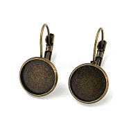 Brass Leverback Earring Findings, Nickel Free, Antique Bronze, about 13~14mm wide, 25~27mm long, fit for 12mm Cabochons(KK-H023-AB-NF)
