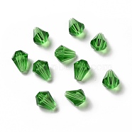 Glass Imitation Austrian Crystal Beads, Faceted, Diamond, Green, 10x9mm, Hole: 1mm(GLAA-H024-13D-28)