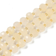 Natural Dyed White Jade Beads Strands, Faceted, Rondelle, with Seed Beads, Old Lace, 7.5~8x6.5mm, Hole: 1.4mm, about 45~46pcs/strand, 15.75''(40cm)(G-H057-A20-02)