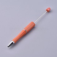 Plastic Beadable Pens, Shaft Black Ink Ballpoint Pen, for DIY Pen Decoration, Dark Orange, 144x12mm, The Middle Pole: 2mm(AJEW-L082-A09)