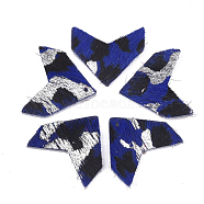 Eco-Friendly Cowhide Pendants, Arrow with Leopard Print, Blue, 22~23x24x2mm, Hole: 1.5mm(X-FIND-T045-02A)