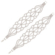 2Pcs Crystal Rhinestone Teardrop Link Bracelet, Alloy Jewelry for Women, Silver, 6-3/4 inch(17cm)(BJEW-FG0001-01A)