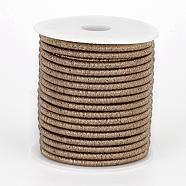 Polyester Metallic Cord, with Iron Chains Inside, Camel, 4x3.5~4mm, about 18yards/roll(MCOR-P004-05)