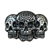 Tibetan Style Alloy Belt Buckle, Skull, Antique Silver, 108x84mm(PW-WGAB3F9-01)