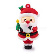 PVC Plastic Pendants, Christmas Theme, Santa Claus, 57x29x22.5mm, Hole: 3.5mm(KY-S172-02B)