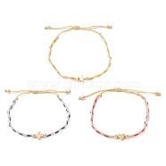 Star Cross Heart Adjustable Braided Bracelet Sets, Brass & Glass & TOHO Round Seed Beaded Bracelets, for Women, Mixed Shapes, Inner Diameter: 1-3/4~3 inch(4.6~7.5cm), 1pc/style, 3style, 3pcs/set(BJEW-MZ00043)