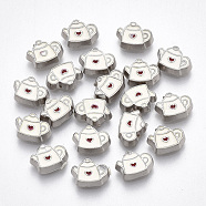 Alloy Enamel Cabochons, Fit Floating Locket Charms, Kettle, White, Platinum, 5.5x7.5x2mm(PALLOY-T054-54)