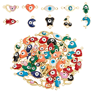 DIY Evil Eye Jewelry Making Finding Kit, Including Brass Enamel Charms & Connector Charms, Real 18K Gold Plated, Horse Eye & Fish & Cherry & Lip & Heart, Mixed Color, 5.5~16x6~16x3~3.5mm, Hole: 1.2~1.4mm, 60Pcs/box(KK-NB0003-01)