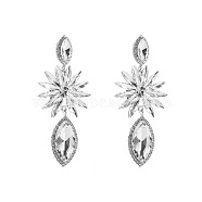 Sparkling Geometric Earrings with Alloy and Colorful Rhinestones for Women's Party Look, Clear, size 1(ST0189120)