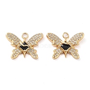 Rack Plating Brass Micro Pave Cubic Zirconia Pendants, Long-Lasting Plated, Cadmium Free & Lead Free, Butterfly, Real 18K Gold Plated, 17x21.5x5mm, Hole: 2mm(KK-M280-13G-02)