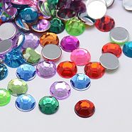 Faceted Half Round/Dome Acrylic Rhinestone Flat Back Cabochons, Mixed Color, 12x3.6mm(GACR-YPO12MM-M)