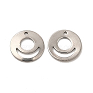 201 Stainless Steel Pendants, Flat Round Charm, Stainless Steel Color, 10x1mm, Hole: 1mm(STAS-P320-23P)