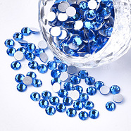 Glass Rhinestone Flat Back Cabochons, Back Plated, Faceted, Half Round, Capri Blue, SS8, 2.3~2.4x1mm, about 1440pcs/bag(RGLA-S002-08SS-29)