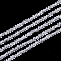 Glass Beads Strands, Faceted, Rondelle, Clear, 2~2.5x1~1.5mm, Hole: 0.5mm, about 165~170pcs/strand, 11.81 inch~12.20 inch(30~31cm)(GLAA-S178-15-02)