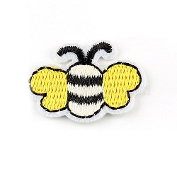 Bees Appliques, Computerized Embroidery Cloth Iron on Patches, Costume Accessories, Yellow, 32x35mm(WG86251-03)