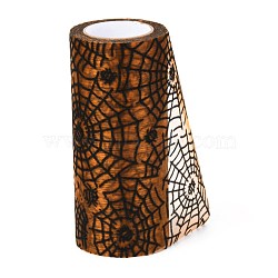Halloween Deco Mesh Ribbons, Tulle Fabric, for DIY Craft Gift Packaging, Home Party Wall Decoration, Spider & Spider Web pattern, Dark Orange, 5-1/8 inch(129mm), 10 yards/roll(9.14m/roll)(OCOR-H108-03A)