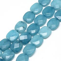 Natural Quartz Beads Strands, Dyed, Faceted, Square, Cornflower Blue, 19~20x17~18x6~7mm, Hole: 1.5mm, about 20pcs/strand, 15.7 inch(G-R435-11)