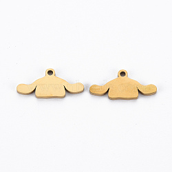 Ion Plating(IP) 201 Stainless Steel Pendants, Cut, Clothes, Golden, 7.5x16x1mm, Hole: 1.2mm(STAS-Q240-074G)