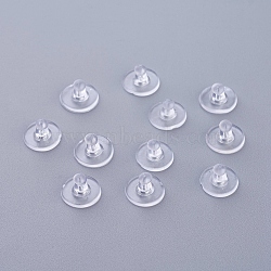 Plastic Ear Nuts, Earring Backs, Clear, 6x10mm, Hole: 0.5mm(KY-F010-03)