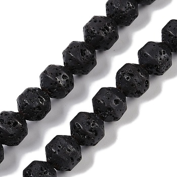 Natural Lava Rock Beads Strands, Bicone Barrel Drum, 8~8.5x8~8.5mm, Hole: 1.4mm, about 46pcs/strand, 15.16''(38.5cm)