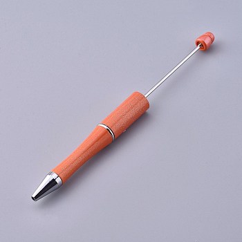 Plastic Beadable Pens, Shaft Black Ink Ballpoint Pen, for DIY Pen Decoration, Dark Orange, 144x12mm, The Middle Pole: 2mm