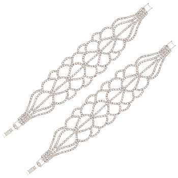 2Pcs Crystal Rhinestone Teardrop Link Bracelet, Alloy Jewelry for Women, Silver, 6-3/4 inch(17cm)