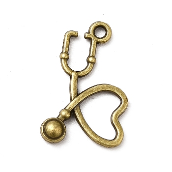 Tibetan Style Alloy Pendants, Stethoscope Charms, Antique Bronze, 21.5x14x3mm, Hole: 1.5mm