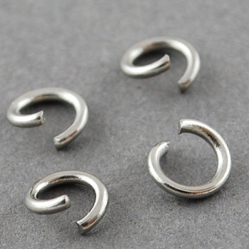304 Stainless Steel Jump Rings, Open Jump Rings, Stainless Steel, 21 Gauge, 4x0.7mm, Inner Diameter: 2.6mm