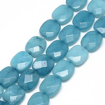Natural Quartz Beads Strands, Dyed, Faceted, Square, Cornflower Blue, 19~20x17~18x6~7mm, Hole: 1.5mm, about 20pcs/strand, 15.7 inch