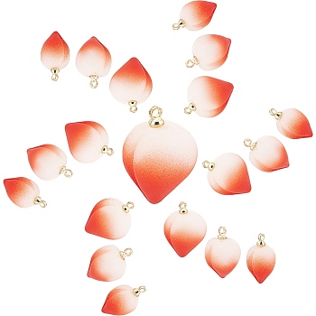 SUNNYCLUE 18Pcs 3 Style Opaque Resin Pendants, with Brass Findings, Peach, Coral, 6pcs/style