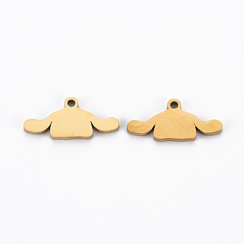 Ion Plating(IP) 201 Stainless Steel Pendants, Cut, Clothes, Golden, 7.5x16x1mm, Hole: 1.2mm