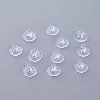 Plastic Ear Nuts, Earring Backs, Clear, 6x10mm, Hole: 0.5mm
