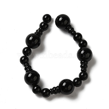 Natural Black Agate 3-Hole Guru Bead Strands(G-K149-53)-2