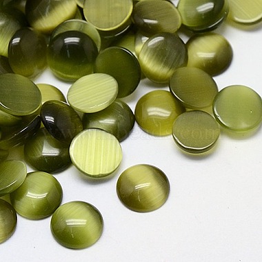 8mm Olive Half Round Glass Cabochons