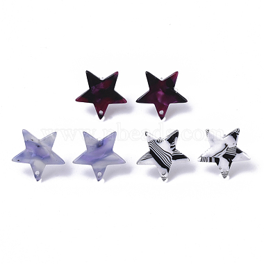 Stainless Steel Color Mixed Color Star Cellulose Acetate Stud Earring Findings