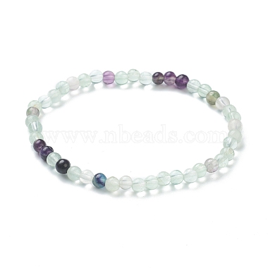 Fluorite naturelle bracelets de perles extensibles(BJEW-A117-A-38)-5