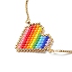 Rainbow Color Japanese Seed Braided Heart Link Slider Bracelet(BJEW-MZ00002)-4