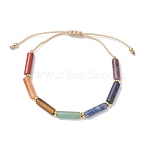 7 Chakra Column Natural Mixed Gemstone Beaded Braided Bead Bracelets for Women Men, Inner Diameter: 1-3/8~3 inch(3.45~7.7cm)(BJEW-JB12827)
