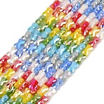 Electroplate Glass Beads Strands, Bamboo Joint, Faceted, Mixed Color, 7x4.5x3mm, Hole: 0.7mm, about 63pcs/strand, 17.09''(43.4cm)(EGLA-G039-06A-03)