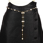 Alloy & Plastic Pearl Round Beaded Tassel Waist Belly Chains for Women, White, Golden, 1100mm(FS-WG2A056-01)