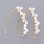 PVD Vacuum Plating 304 Stainless Steel Earring Hooks, with Grade A Natural Cultured Freshwater Pearl and Horizontal Loop, Golden, White, 42x32x5mm, Hole: 2mm, Pin: 0.8mm(X-EJEW-JE03759)