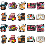 20Pcs 10 Styles Coffee Theme Food Grade Silicone Focal Beads, Mixed Shapes, 19~32.5x19.5~32x7~8mm, Hole: 2~3mm, 2pcs/style(SIL-CJ0002-60)
