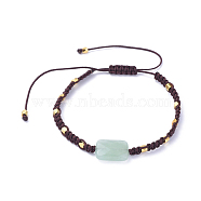 Adjustable Natural Green Aventurine Braided Bead Bracelets, Nylon Thread Square Knot Bracelets, with Brass Beads, 6-3/4 inch~13 inch(17~33cm)(BJEW-JB05051-02)